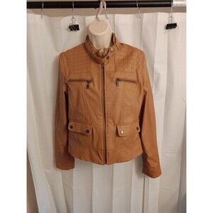 Poetry Clothing Women’s Jacket Tan Leather PVC Size US Medium